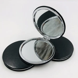 Black Compact Mirror Purse & Travel 1X & 3X Magnification DIY Friendly Set of 3 - Picture 1 of 5