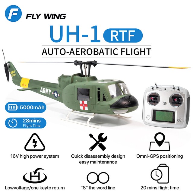 Helicoptero de controle remoto Flywing com escala sem escova, 6 canais,  gps, duas lâminas de rotor