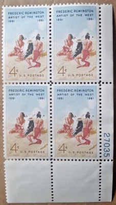 Scott #1187 Frederic Remington Artist 4c /4 Cent Stamp Plate #27035 Env#1 MNH VF - Image 1 of 2