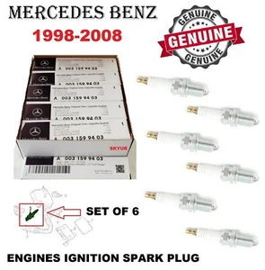 Mercedes Spark Plug Set of 6 For C,CL,CLK,CLS,E,G,ML,R,S,SL 112 V6 ENG. GENUINE - Bild 1 von 6