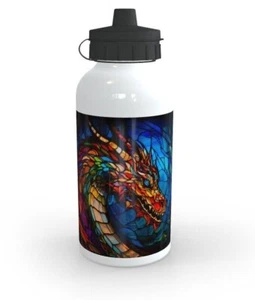 Xander's Dragon Stained Glass Window Effect - Metal Sports Bottle 400ml, Fantasy - Picture 1 of 11