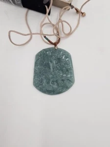 Green 100% Natural Jadeite Jade Pendant Carved Landscape - Picture 1 of 4