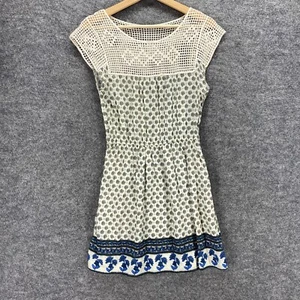 Forever 21 Dress Women S Small White Floral Sheath Short Sleeve Crochet Short - Picture 1 of 10