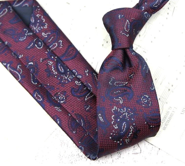 Nueva Corbata Clásica Paisley Roja Azul JACQUARD TEJIDA 100% Seda Para Hombre Foto 1 de 1