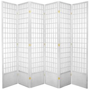 7 ft. Tall Window Pane Shoji Screen - White - 6 Panels - Picture 1 of 1