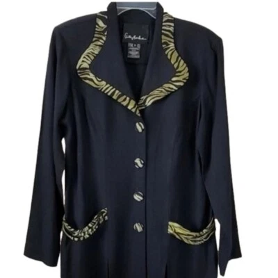 Blazer Anthony Mark Hankins De Colección Talla 8 Negro Cebra Rayas Academia Y2K Preppy Offi Foto 1 de 4