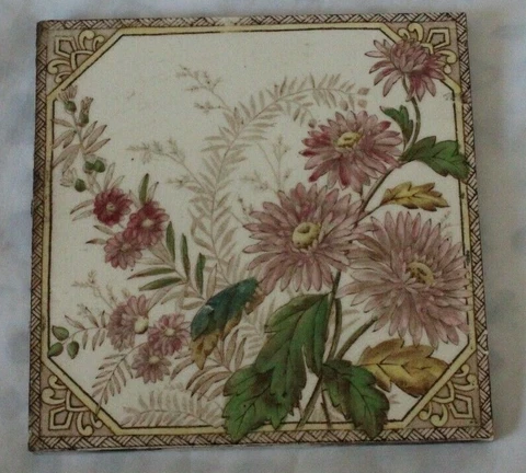 ELEGANT ENGLISH  ANTIQUE TILE SUPER FLORAL SPRAY DESIGN COLOURFUL Cover