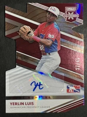 2020 Elite Extra Edition Prime Numbers Die-Cut Signatures 27/41 Yerlin Luis Auto - Image 1 of 2