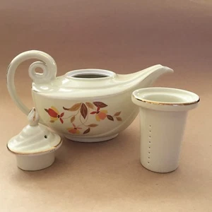 Vintage Hall Aladdin Teapot Mary Dunbar Autumn Leaf with Infuser & Lid 1940s EUC - Picture 1 of 10