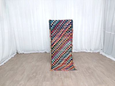 Marokkanische Handarbeit Vintage Wollteppich Bunt Berber Kariert Läufer Rug 2... - Bild 1 von 4