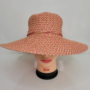 CC Exclusives Sun Hat Straw Wide Brim Summer Beach Hat Womens One Size Pink - Picture 1 of 7