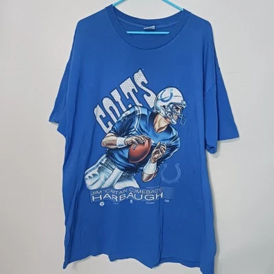 Camiseta Jim Captain Comeback Harbaugh Indianapolis Colts Vintage NFL Para Hombre 2XL Foto 1 de 4