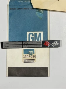 GM NOS NEW 3995090 Console Specifications Decal Plate Corvette -T122 - Picture 1 of 1