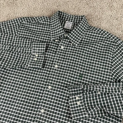Brooks Brothers Shirt Mens XL Regent Non Iron Green Check Supima Cotton T166 - Image 1 of 4