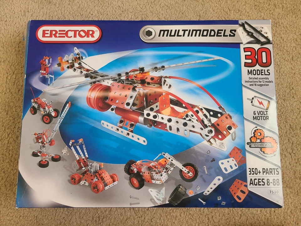 Vintage Erector Multimodels Set #7530 Meccano 2010 Helicopter Bike Dune Buggy - Image 1 of 4