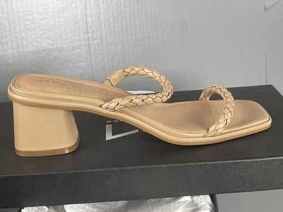 Sandálias de salto trançado Marc Fisher LTD sapatos femininos tamanho 8.5 natural claro - Imagem 1 de 4