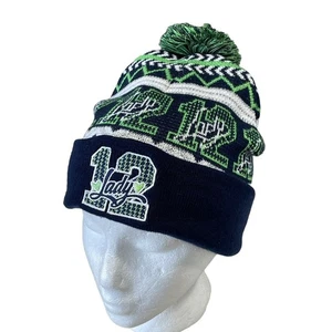 NFL Lady 12 Seattle Seahawks Knit Hat Pom-Pom Beanie Cap Blue/Green Headgear EUC - Picture 1 of 8