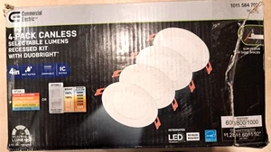 (4-Pk) Commercial Electric DuoBright LED Ultra Slim Canless Recessed Light 4" - Picture 1 of 8