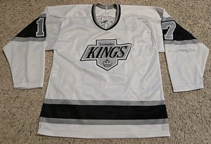 VTG Mens M CCM NHL LA Los Angeles Kings Jimmy Carson 17 White Sewn Hockey Jersey - Picture 1 of 13