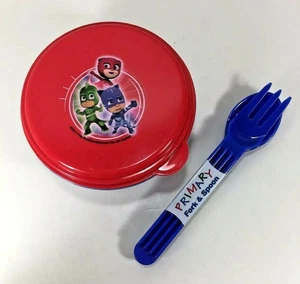 NUEVO Zak! Disney PJ MASKS 2 piezas Juego de almuerzo Contenedor de bocadillos Utensilios Tenedor Cuchara Fruta - Imagen 1 de 5
