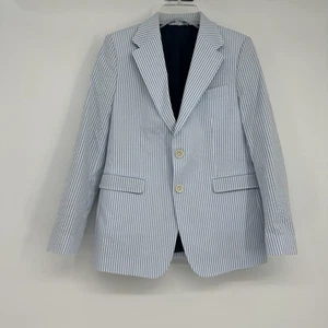 Vineyard Vines Seersucker Blazer Boys Size 12 Blue White Stripe - Picture 1 of 5