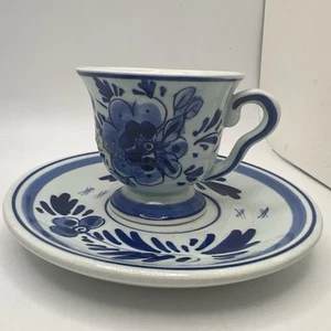 Blue Delft Made in Holland Hand Painted Plate  and Tea Cup - Picture 1 of 6