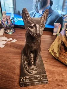 Fantastic! Egyptian Basalt Carved Stone Black Cat Egypt Figurine Statue - Picture 1 of 7