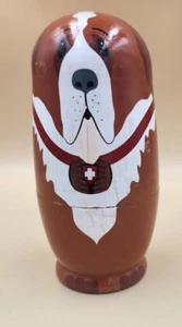 Matryoshka Doll Vtg painted to resemble a St. Bernard - Picture 1 of 5