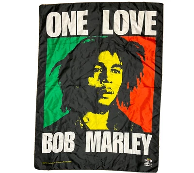 Vintage Bob Marley One Love Reggae Rasta Banner Wall Hanging Decor Y2K Year 2000 - Image 1 of 4