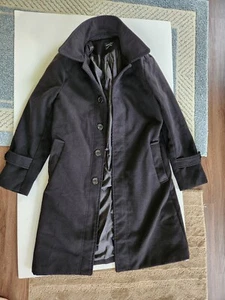Aowofs men's long black wool peacoat size medium - Picture 1 of 11