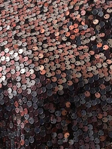 2,7 m Stretch Kupfer Silber Pailletten Schwarz Netz Schneiderei/Handwerk/Kostüm Stoff - Bild 1 von 2