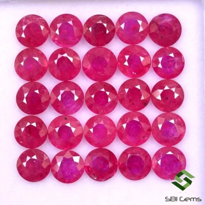 5 mm Natural Ruby Round Cut Lot 25 Pcs Mozambique Calibrated Loose Gemstones - Image 1 of 4