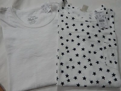 BNWT Crewcuts Girls 14 Basic White and Star Tops (2) 100% Cotton pls see pics TI - Image 1 of 4