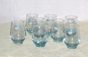 Set of 8 Vintage Libbey Tempo Clear  Aqua Tint Roly Poly Beverage Glasses New - Picture 1 of 21