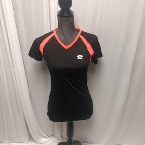 Lotto Italian Sport Design Top Womens Size Medium Black Orange Athletic Shirt - Picture 1 of 6