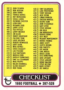 1980 Topps Football Checklist - #397-528 - Picture 1 of 2