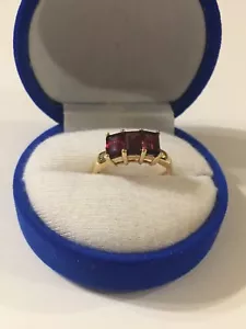 Rhodolite 14k Solid gold ring, size 6.75, stamped 14k gold - Picture 1 of 10