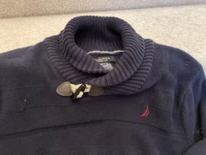 Nautica Boys Navy Cotton Knit Pullover Sweater, M (10/12) Nautical design SHARP! - Picture 1 of 2