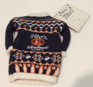 New Tito’s Holiday Bottle Sweater Handmade 2022 Vodka Topper Gift Tag W/Recipes - Picture 1 of 4