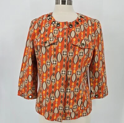 Multiples Sz L Orange & Olive Green Denim Jacket Autumnal Casual Career Wear Foto 1 de 4