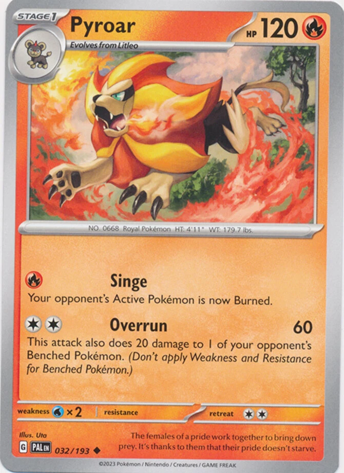 x4 Pyroar - 032/193 - Uncommon Pokemon SV02 Paldea Evolved M/NM - Image 1 of 1