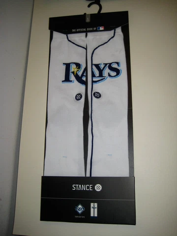 New Pair MLB Mens US 9-12 Large Stance Tampa Bay Rays Baseball Socks White Cover