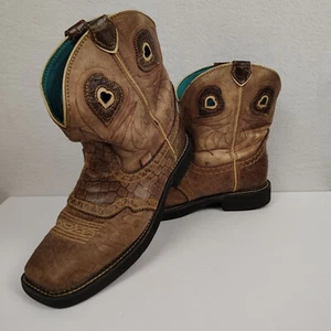 Stivali Justin Gypsy donna 11B marrone stampa Gator cuore punta quadrata western - Foto 1 di 12