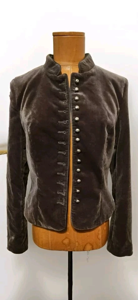 Chaqueta Militar Ludwig Beck Marrón Terciopelo Plata Botones Filigrana Talla 34 ¡USADA EN EXCELENTE ESTADO!! Foto 1 de 4
