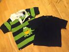 B. T. Bt Kids Polo Golf Shirt Frog Navy Green Striped Boys Rugby 6-9 6 9 Months