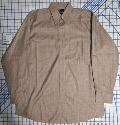 Jos. A Bank 定制合身衬衫旅行者礼服纽扣格子男式 M 码  — 第 1/4 张图片