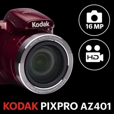 NUEVA KODAK PIXPRO AZ401 Bridge Cámara Digital 16MP 40X Zoom Óptico HD720p Video Foto 1 de 2