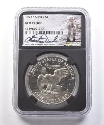 1972-S Eisenhower $1 Silver Charlie Duke Gem Proof NGC *2984 - Image 1 of 3