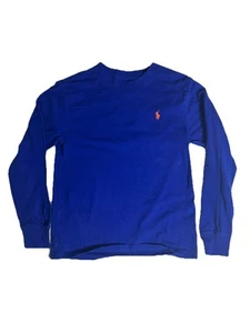 Ralph Lauren Polo Boys Youth Blue Long Sleeve M 10/12 Shirt Tee T-shirt - Picture 1 of 6