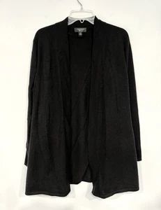 Charter Club Women's 100% Cashmere Cardigan Size XL Black Luxury Knit Open Front - Picture 1 of 7